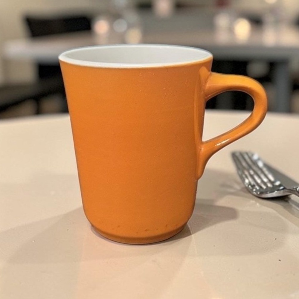 Shenango China Orange Coffee Mug, Vintage Restaurant Ware Cup, Drinkware